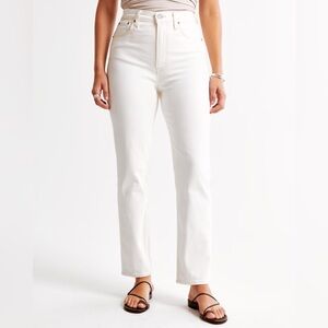 Abercrombie Curve Love The Ankle Straight Ultra High Rise Jean Cream size 37 NWT
